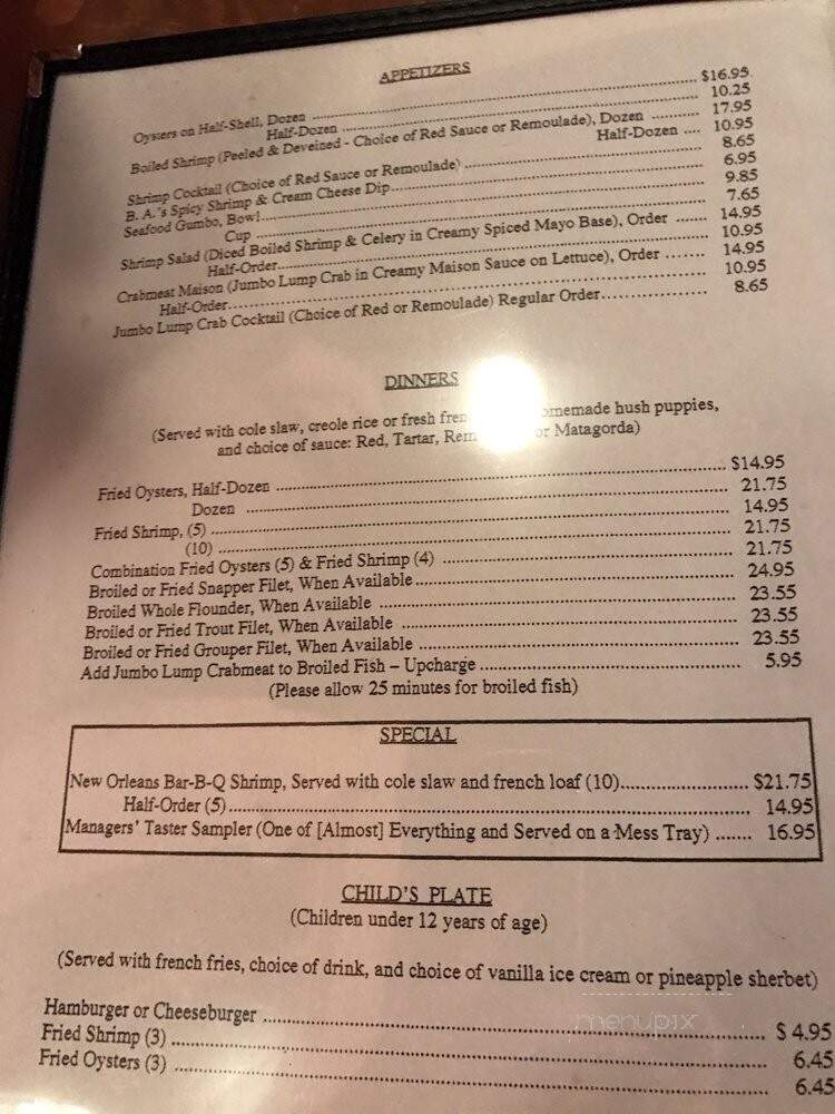 S & D Oyster Co - Dallas, TX menu_pic
