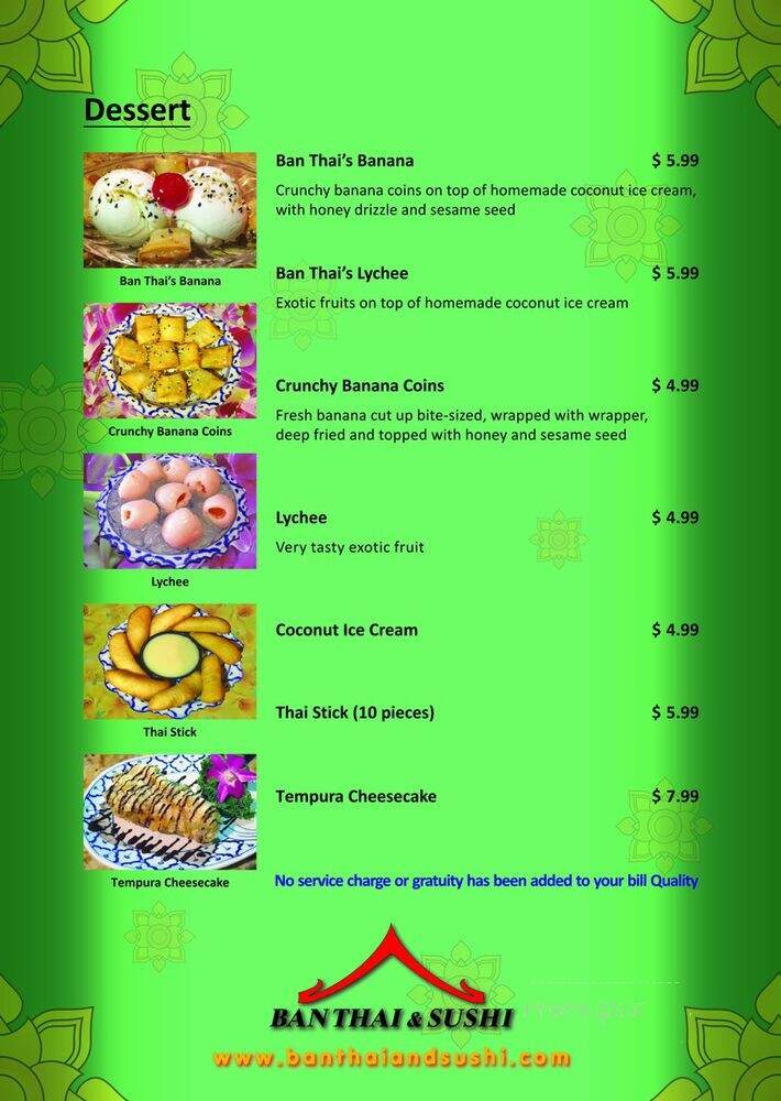 Ban Thai Restaurant - Clearwater, FL menu_pic