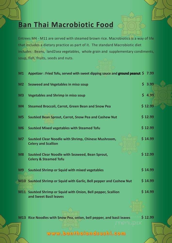Ban Thai Restaurant - Clearwater, FL menu_pic