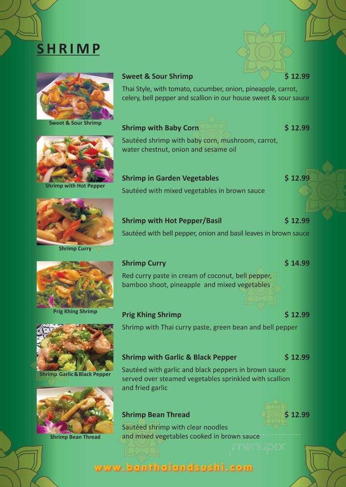 Ban Thai Restaurant - Clearwater, FL menu_pic