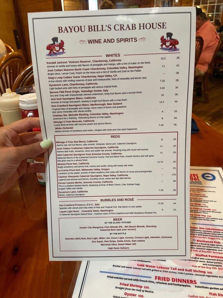 Bayou Bill's Crab House - Panama City Beach, FL menu_pic