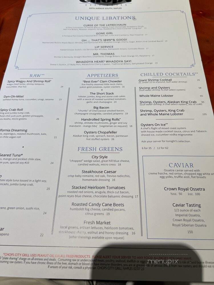 Chops City Grill - Naples, FL menu_pic