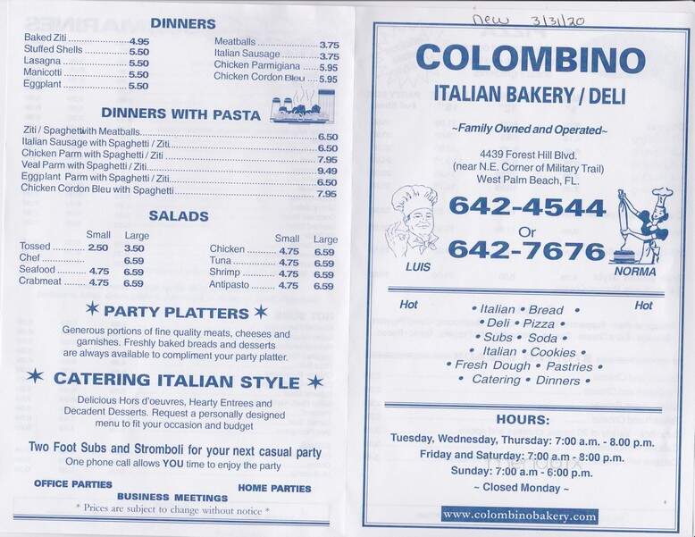 Colombino Italian Bakery-Deli - West Palm Beach, FL menu_pic