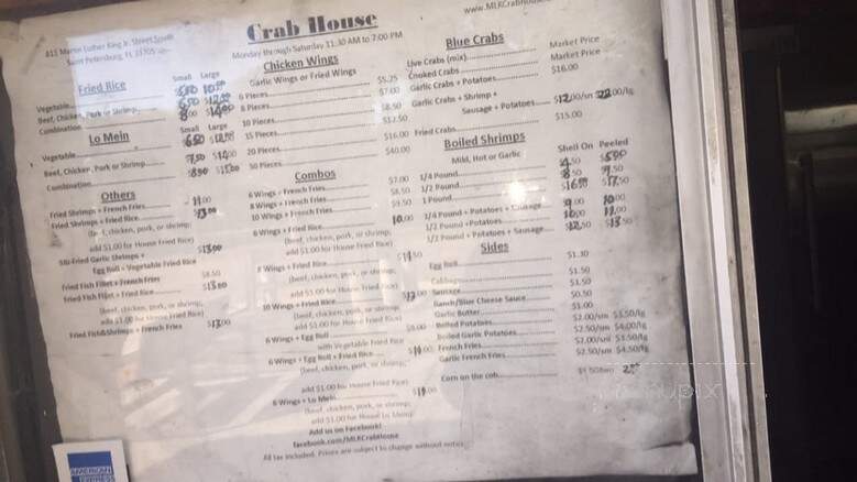 Crab House - St Petersburg, FL menu_pic