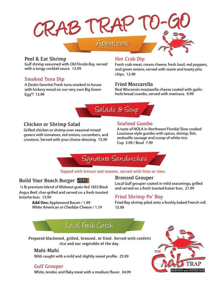Crab Trap - Destin, FL menu_pic