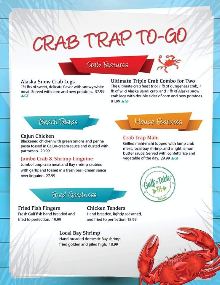 Crab Trap - Destin, FL menu_pic