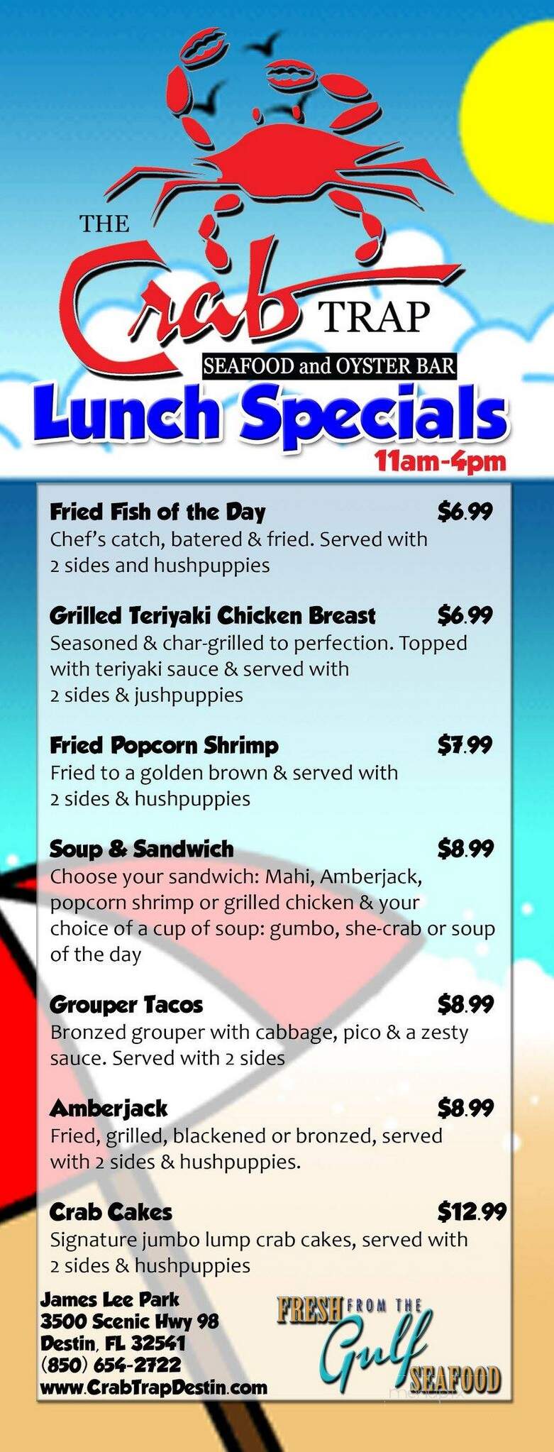 Crab Trap - Destin, FL menu_pic