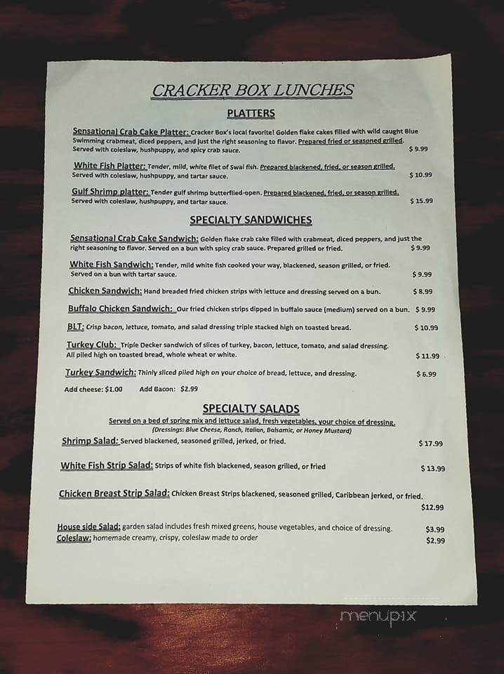 Crackerbox - Fort Myers, FL menu_pic