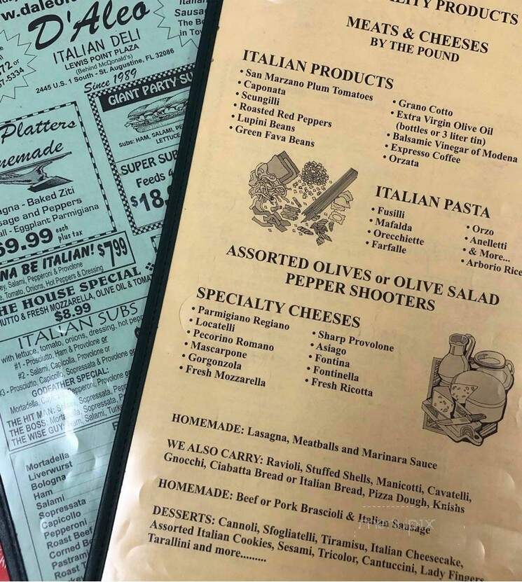 D'Aleo Deli - St Augustine, FL menu_pic