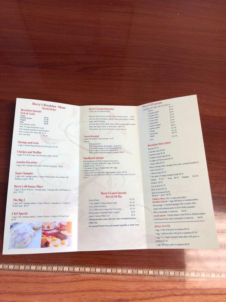 Derry Restaurant - Hollywood, FL menu_pic