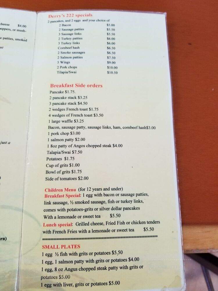 Derry Restaurant - Hollywood, FL menu_pic