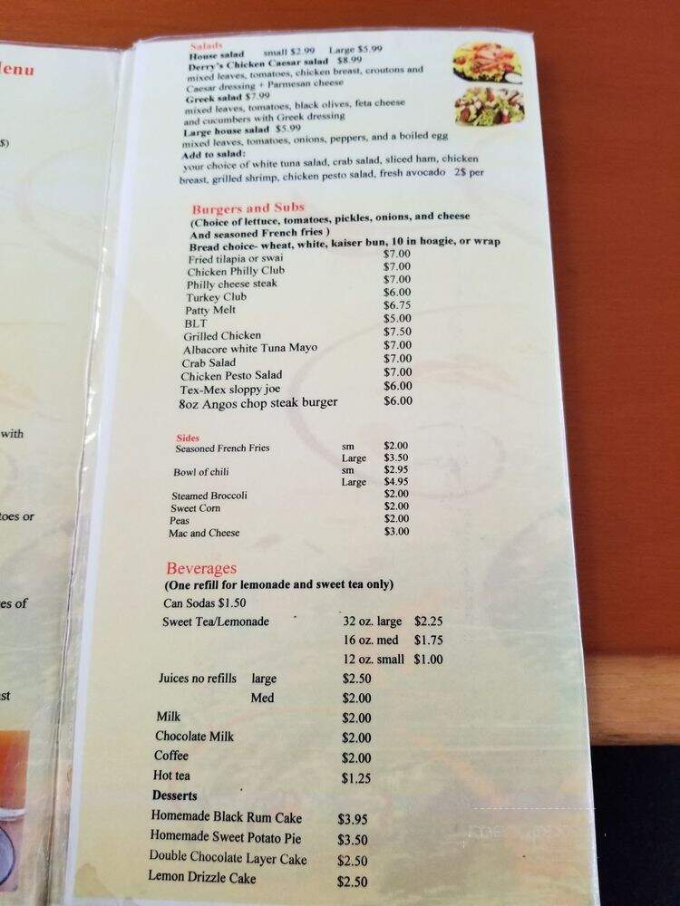 Derry Restaurant - Hollywood, FL menu_pic