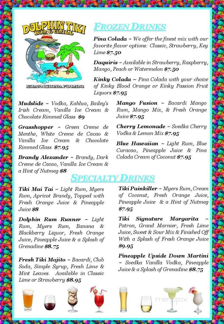 Dolphin Tiki Bar & Cafe - Marco Island, FL menu_pic