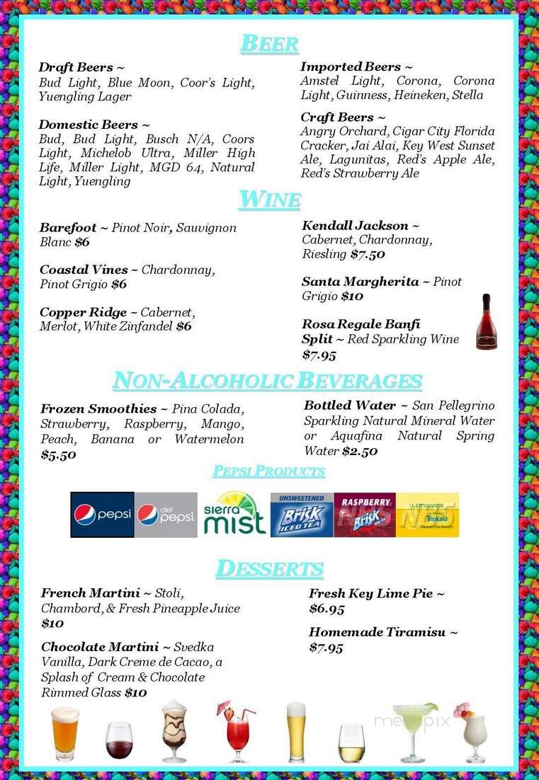 Dolphin Tiki Bar & Cafe - Marco Island, FL menu_pic
