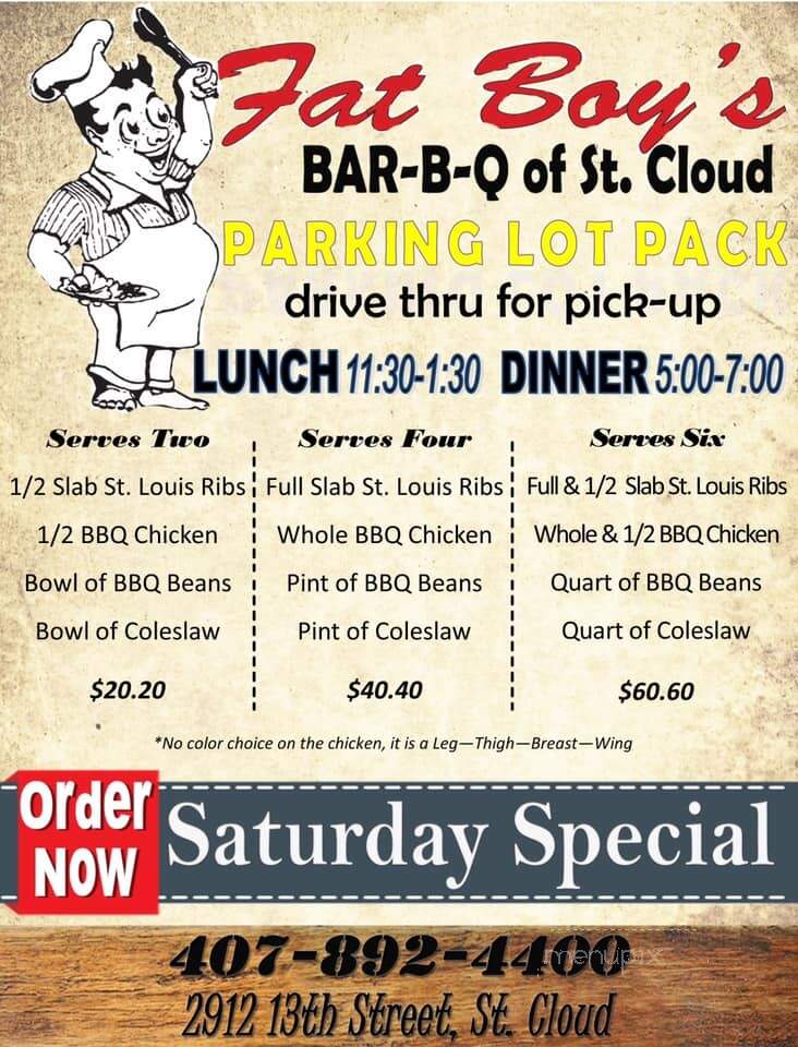 Fat Boys' Bar-B-Q - St Cloud, FL menu_pic