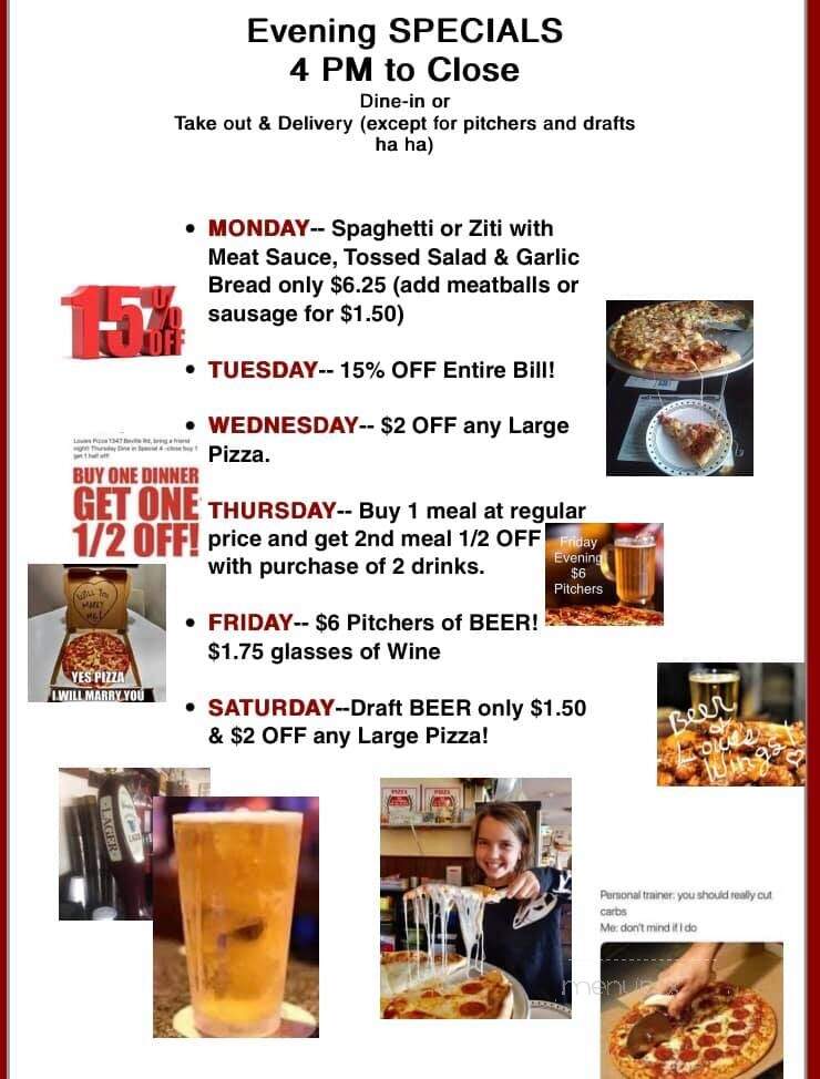 Louie's Pizza House - South Daytona, FL menu_pic