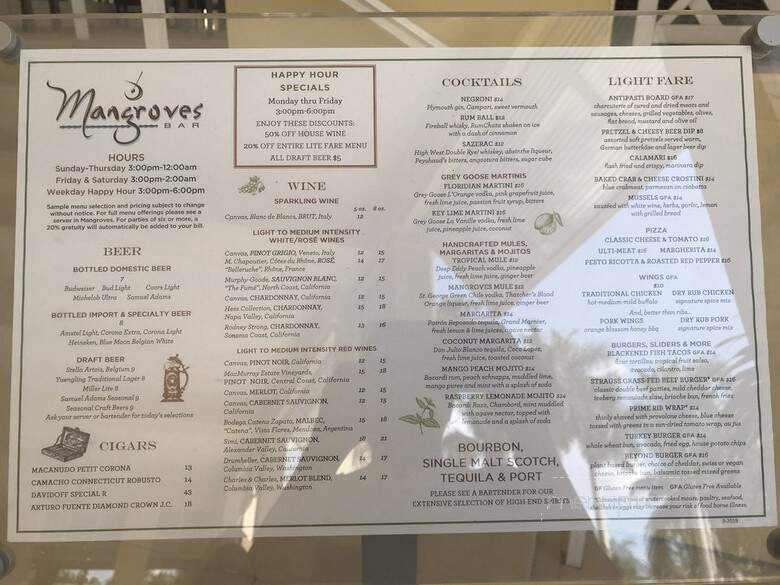 Mangroves Bar - Bonita Springs, FL menu_pic
