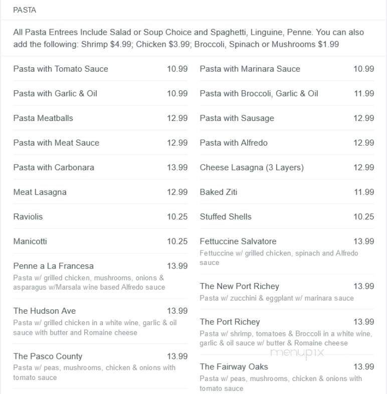 Marzella's Restaurant - Hudson, FL menu_pic