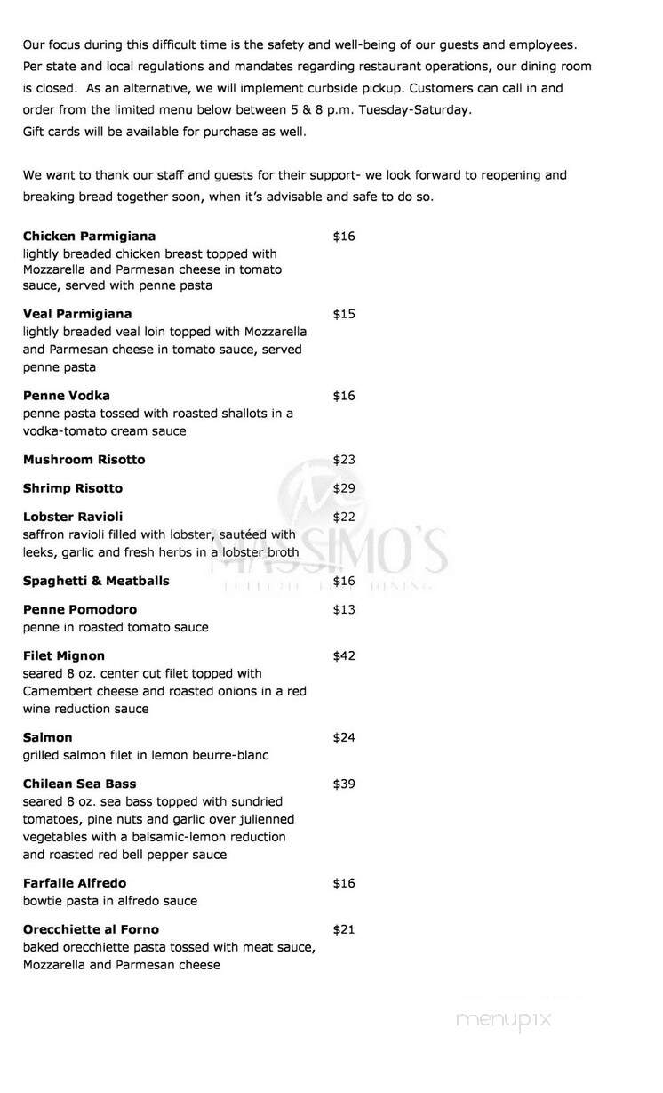 Massimo's - Palm Harbor, FL menu_pic