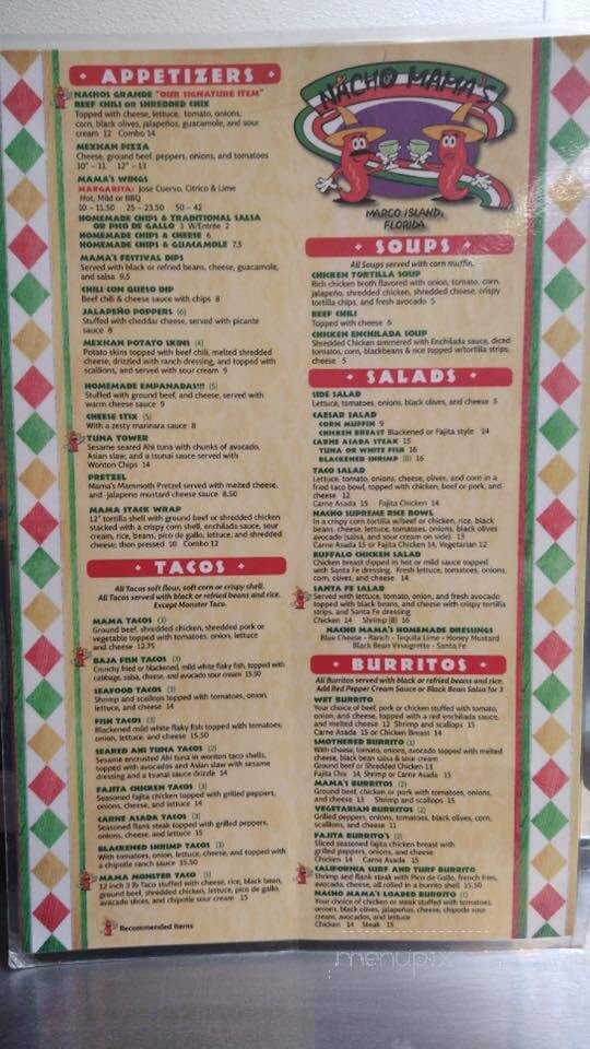 Nacho Mama's - Marco Island, FL menu_pic