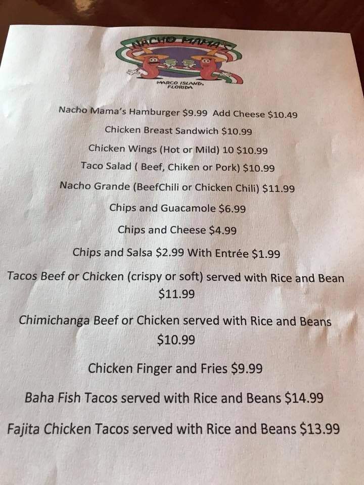 Nacho Mama's - Marco Island, FL menu_pic