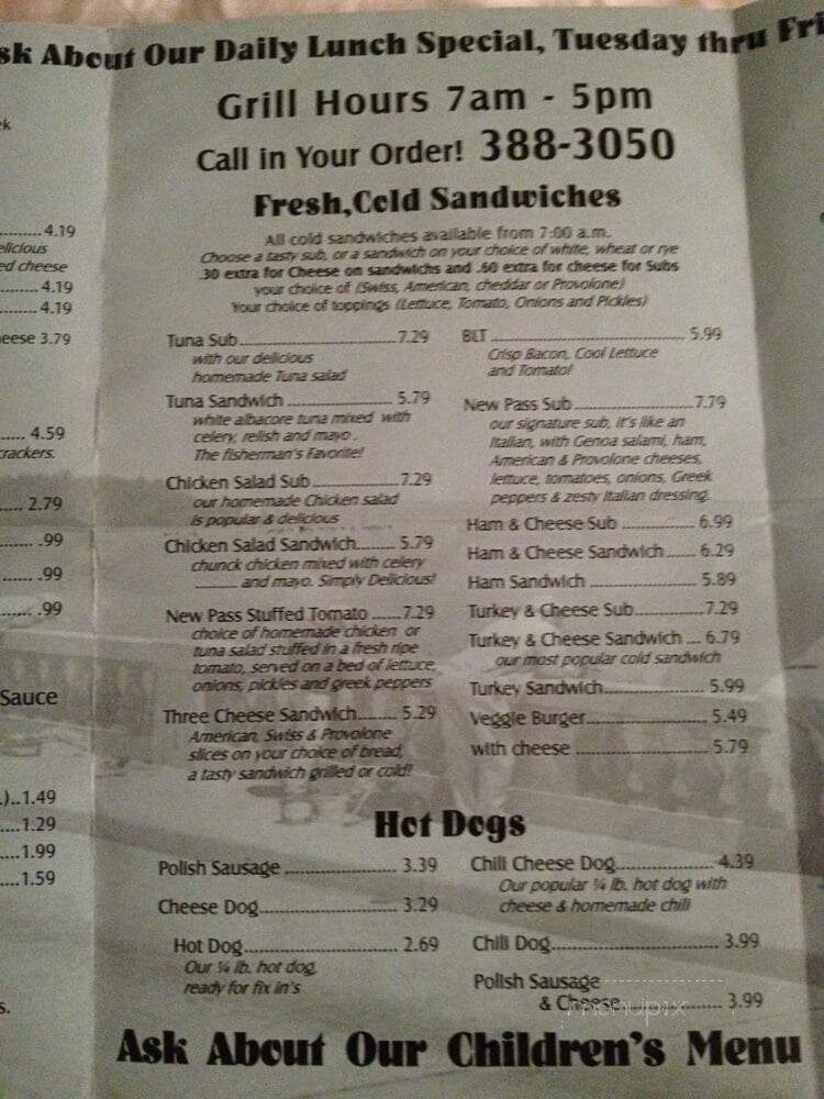 New Pass Grill - Sarasota, FL menu_pic