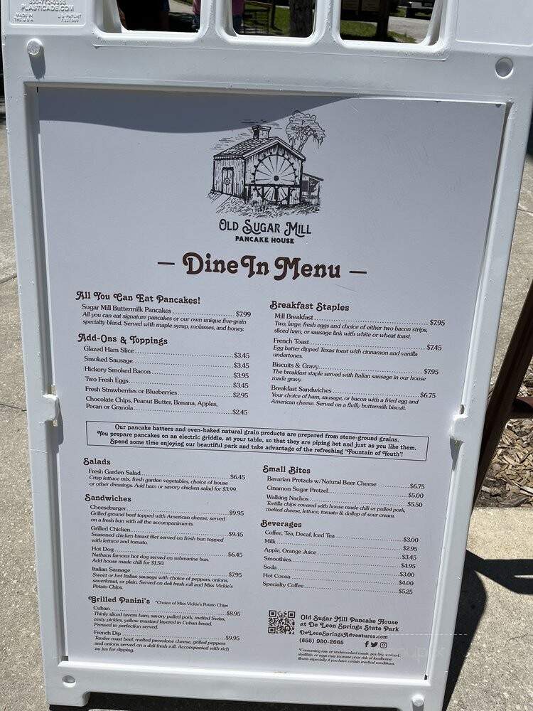 Old Spanish Sugar Mill - De Leon Springs, FL menu_pic