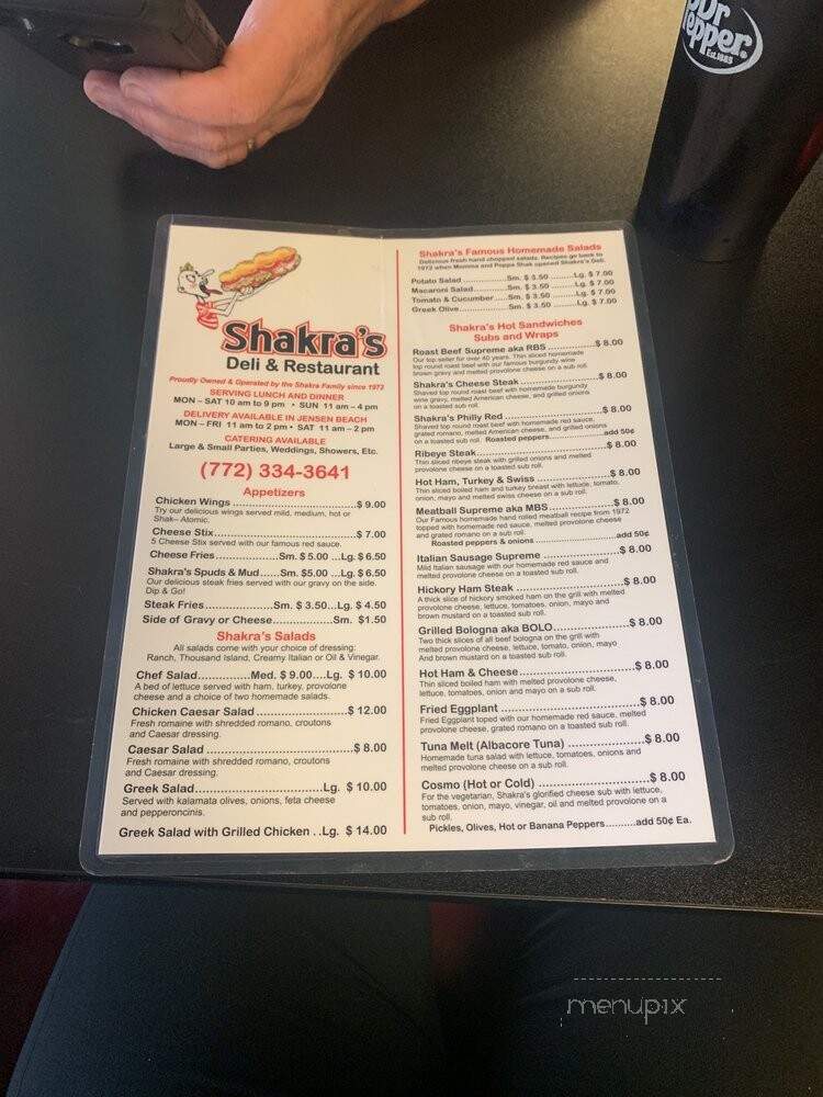 Shakra's Deli - Jensen Beach, FL menu_pic