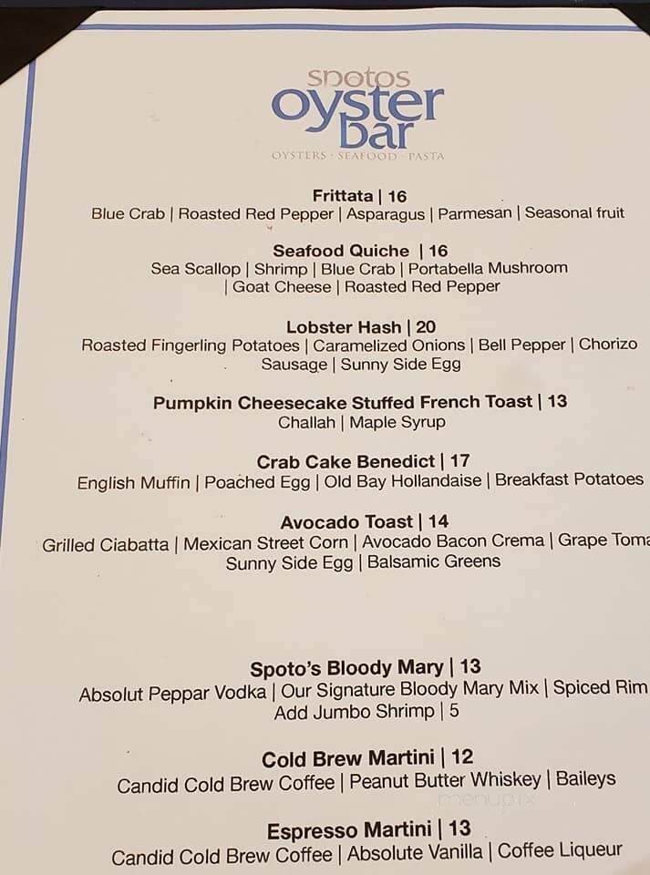 Spoto's Oyster Bar - Palm Beach Gardens, FL menu_pic