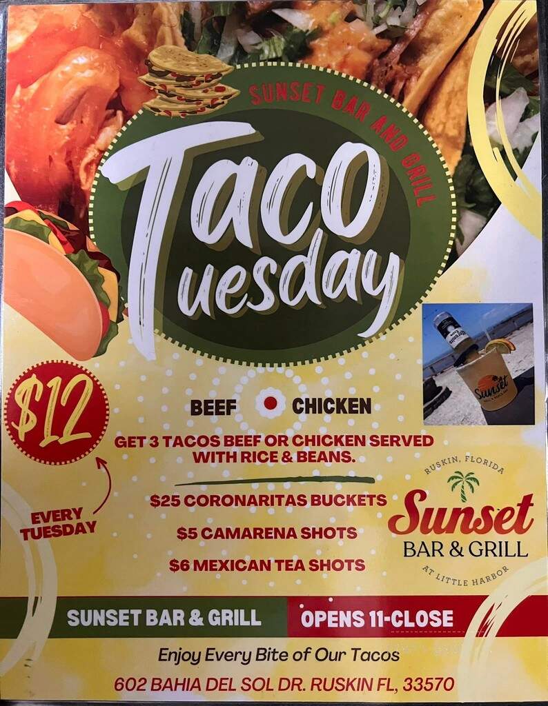 Sunset Beachside Grille - Ruskin, FL menu_pic