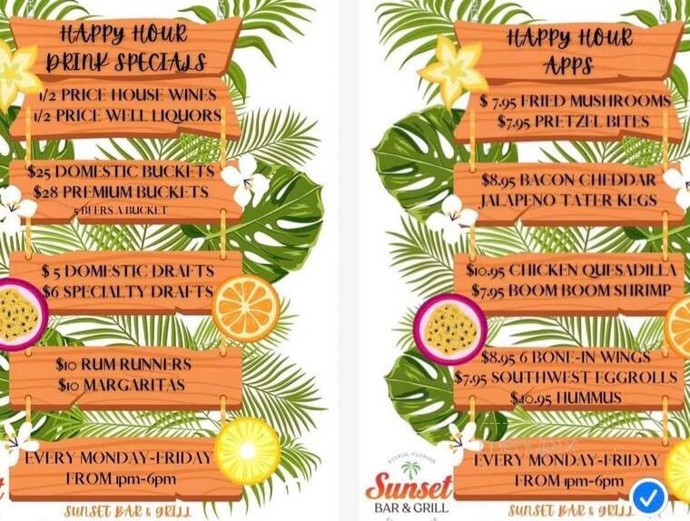 Sunset Beachside Grille - Ruskin, FL menu_pic