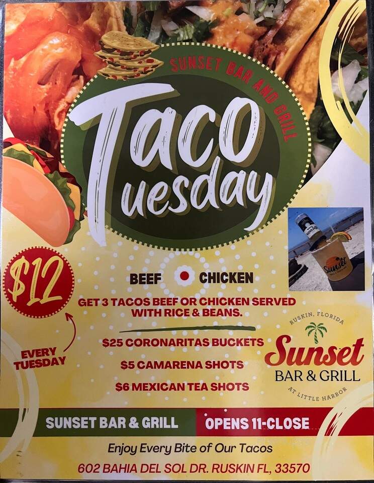 Sunset Beachside Grille - Ruskin, FL menu_pic