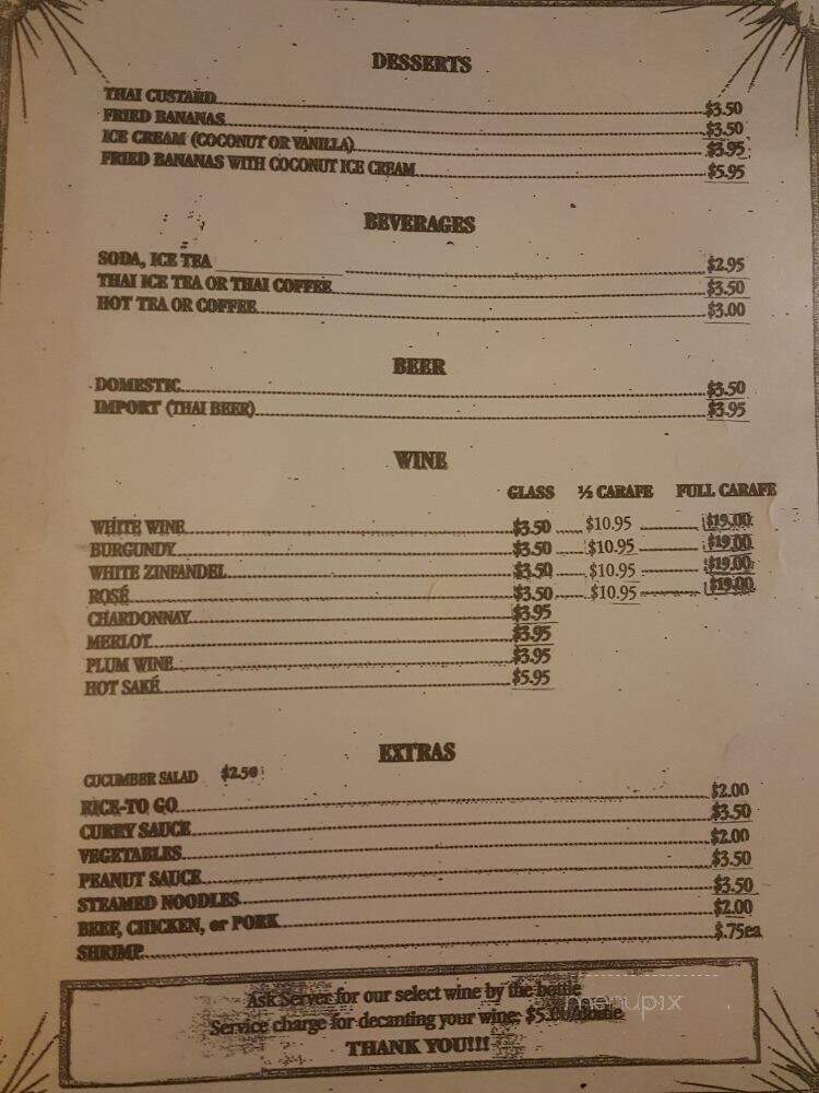 Thai Nana Restaurant - Palm Harbor, FL menu_pic