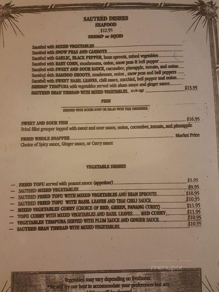 Thai Nana Restaurant - Palm Harbor, FL menu_pic