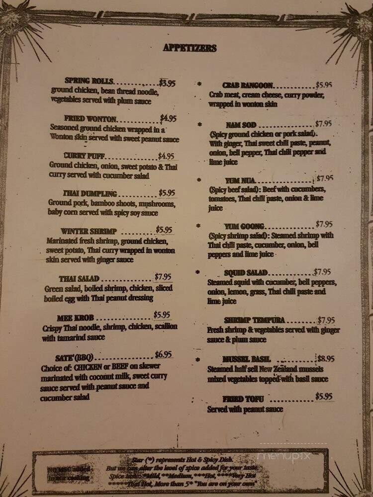Thai Nana Restaurant - Palm Harbor, FL menu_pic