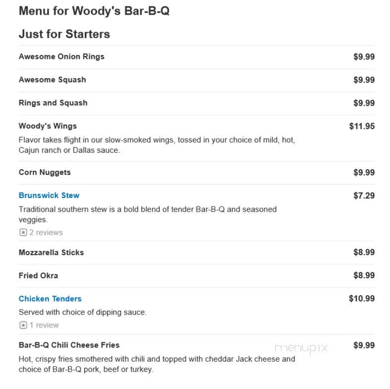 Woody's BBQ - Fernandina Beach, FL menu_pic