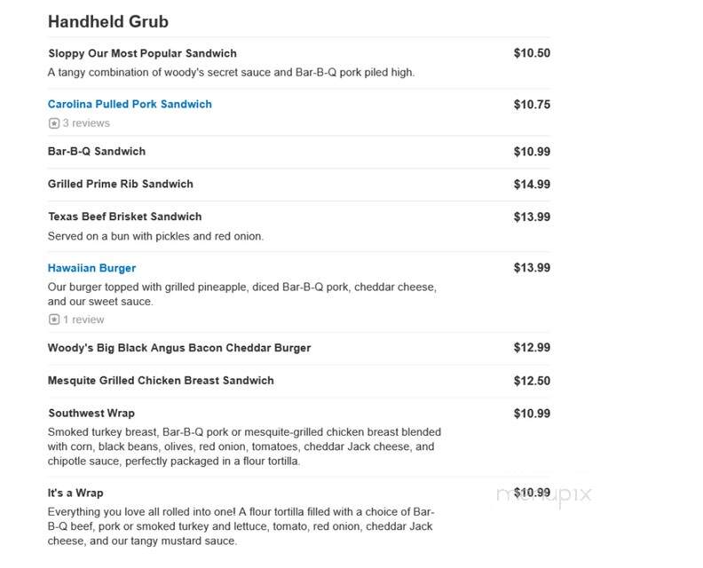 Woody's BBQ - Fernandina Beach, FL menu_pic