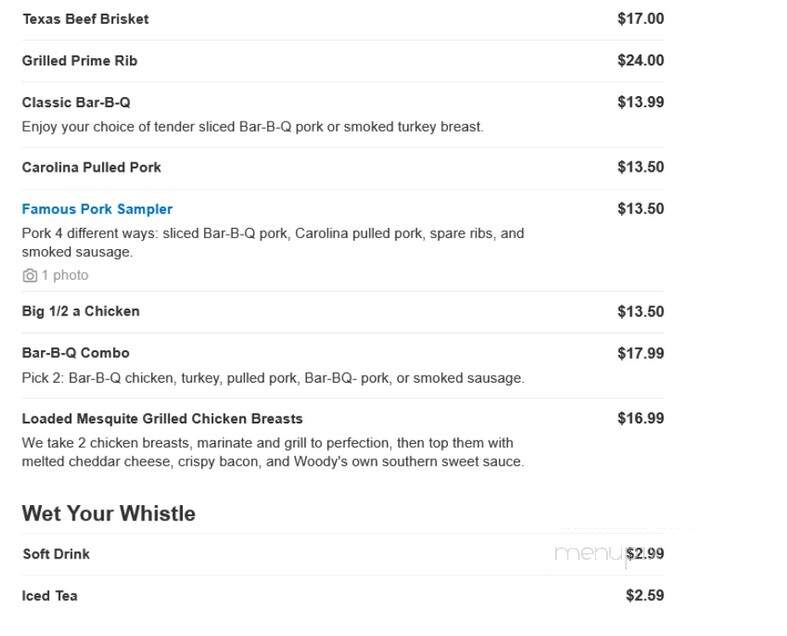 Woody's BBQ - Fernandina Beach, FL menu_pic