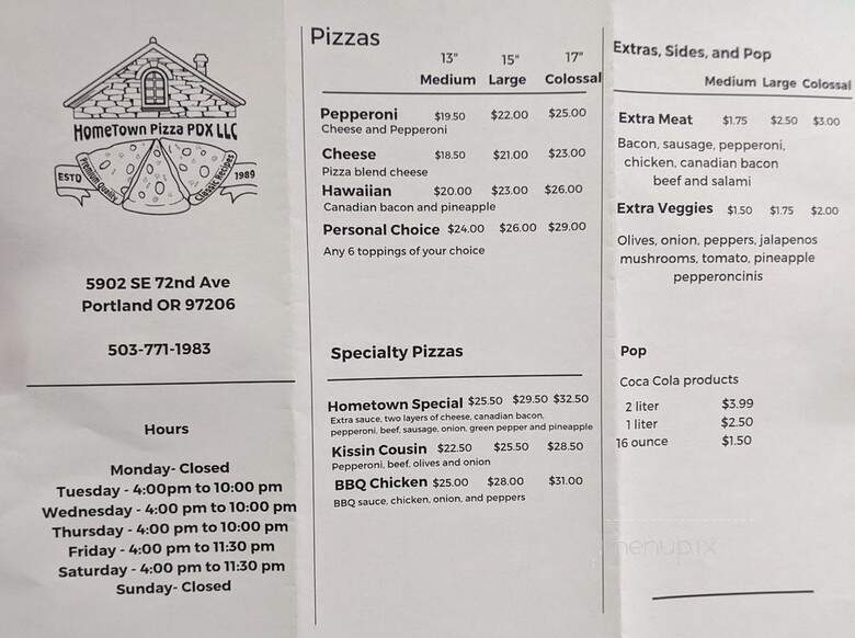 Hometown Pizza - Portland, OR menu_pic