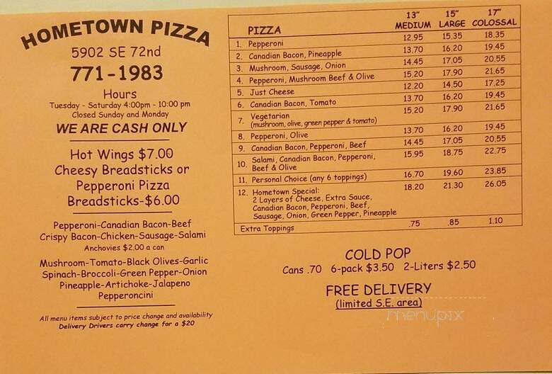 Hometown Pizza - Portland, OR menu_pic