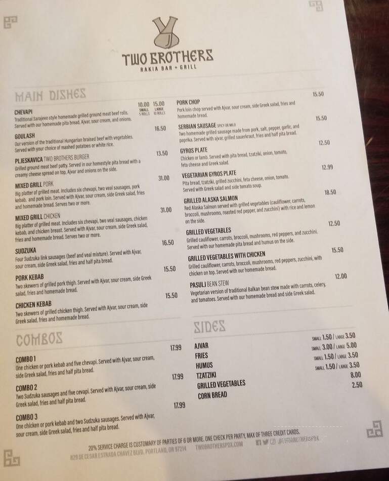 Two Brothers Cafe & Grill - Portland, OR menu_pic