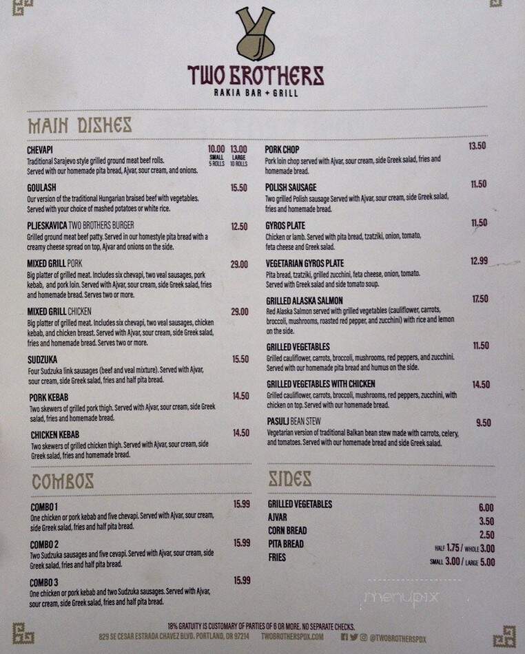 Two Brothers Cafe & Grill - Portland, OR menu_pic