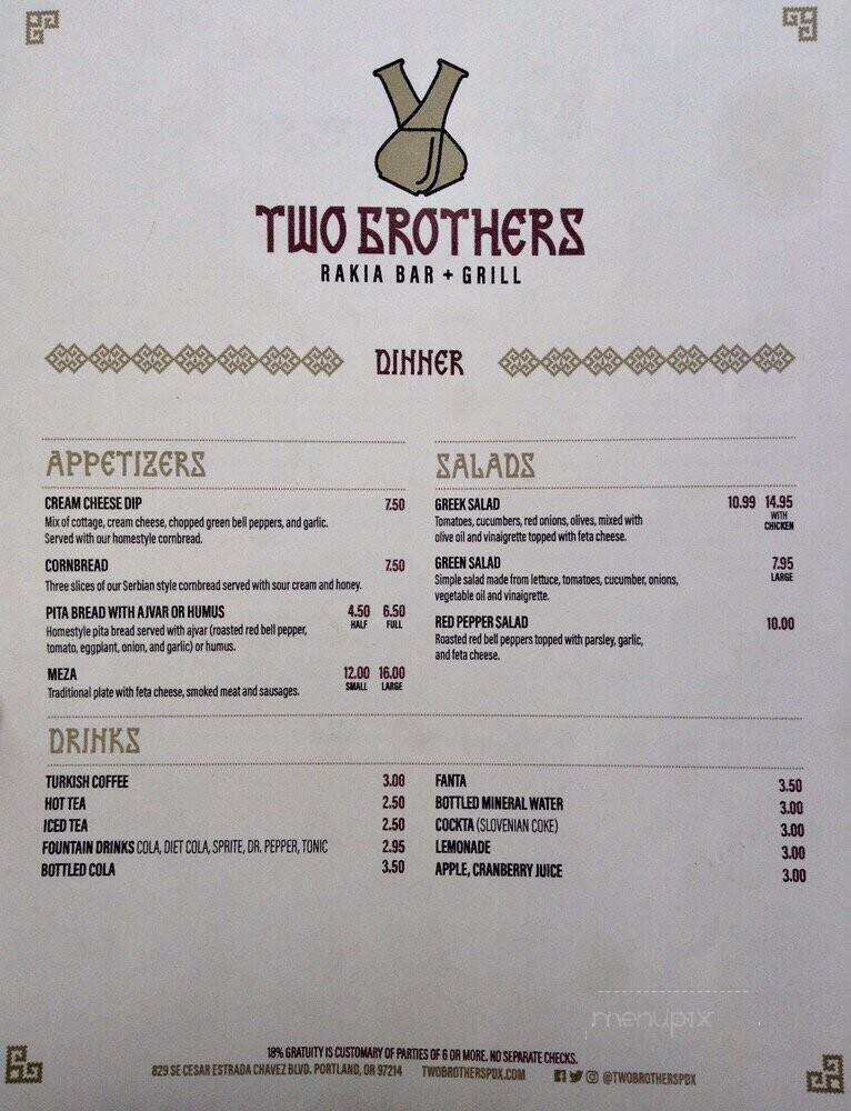 Two Brothers Cafe & Grill - Portland, OR menu_pic