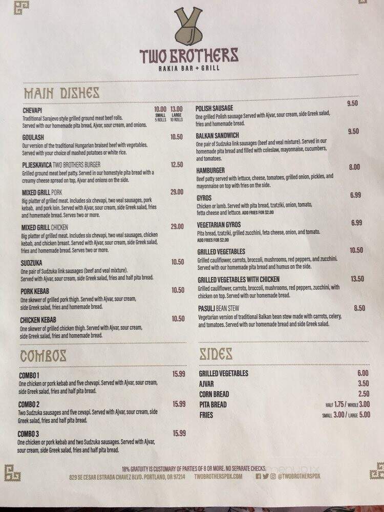 Two Brothers Cafe & Grill - Portland, OR menu_pic