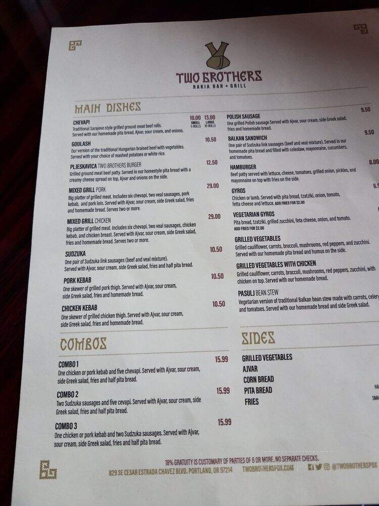 Two Brothers Cafe & Grill - Portland, OR menu_pic