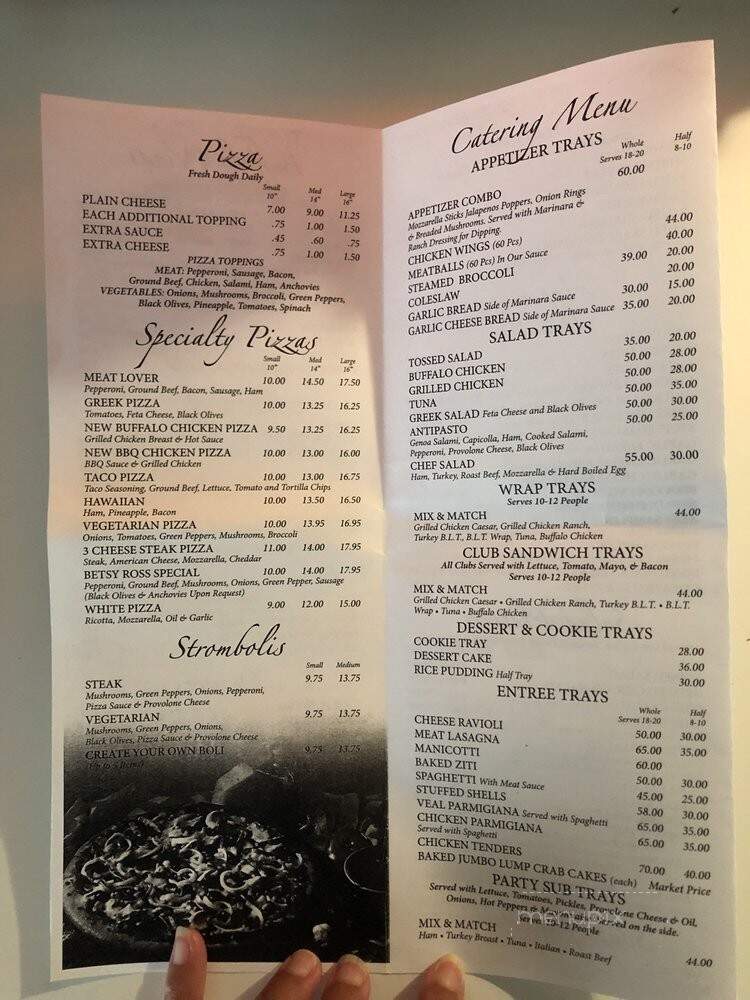 Betsy Ross Pizza Restaurant - Dover, DE menu_pic