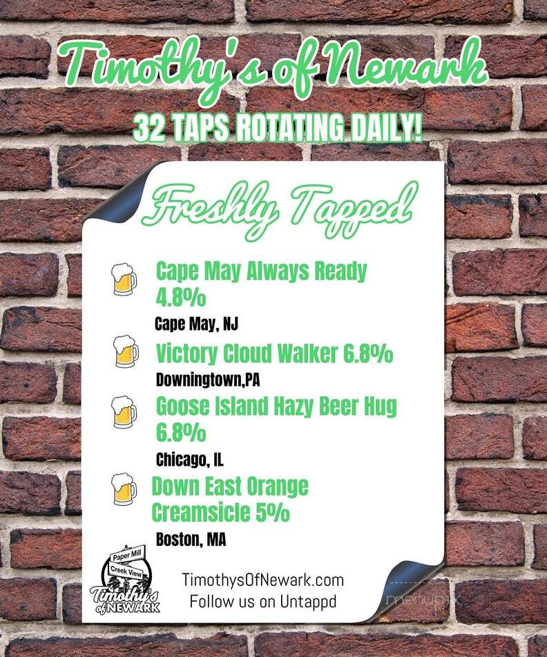 Timothy's Of Newark - Newark, DE menu_pic