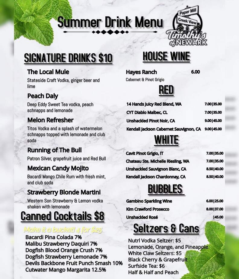 Timothy's Of Newark - Newark, DE menu_pic