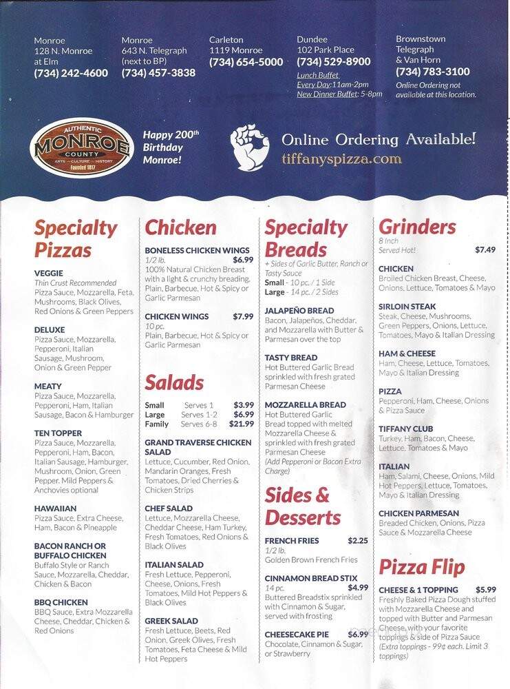 Tiffany's Pizza - Dundee, MI menu_pic