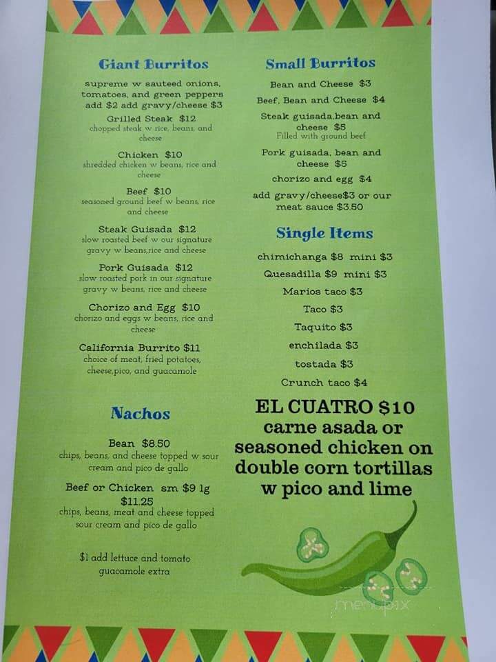 Mario's Mexican Restaurant - Adrian, MI menu_pic
